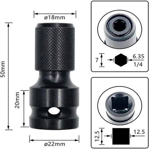 2x Impact Wrench Socket Screwdriver Bits 1/4in Hex with Adapters