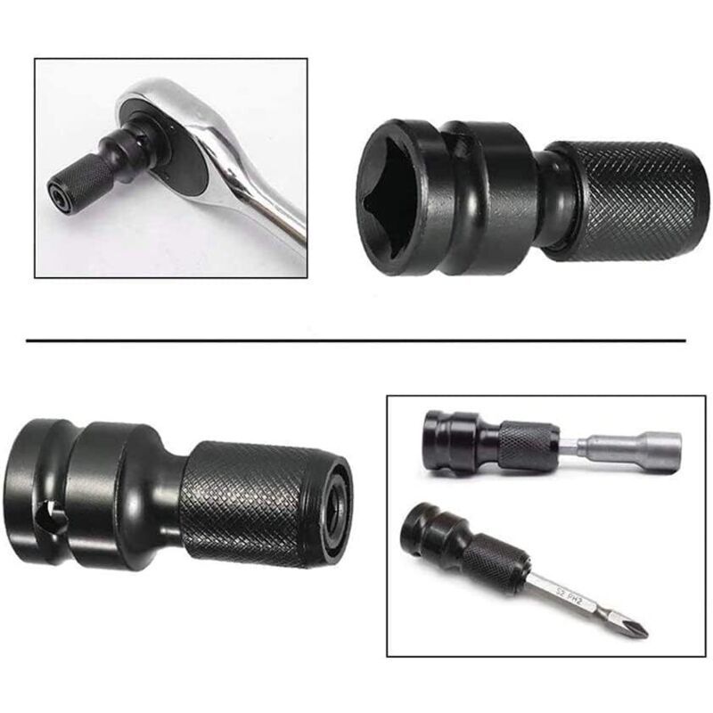 2x Impact Wrench Socket Screwdriver Bits 1/4in Hex with Adapters
