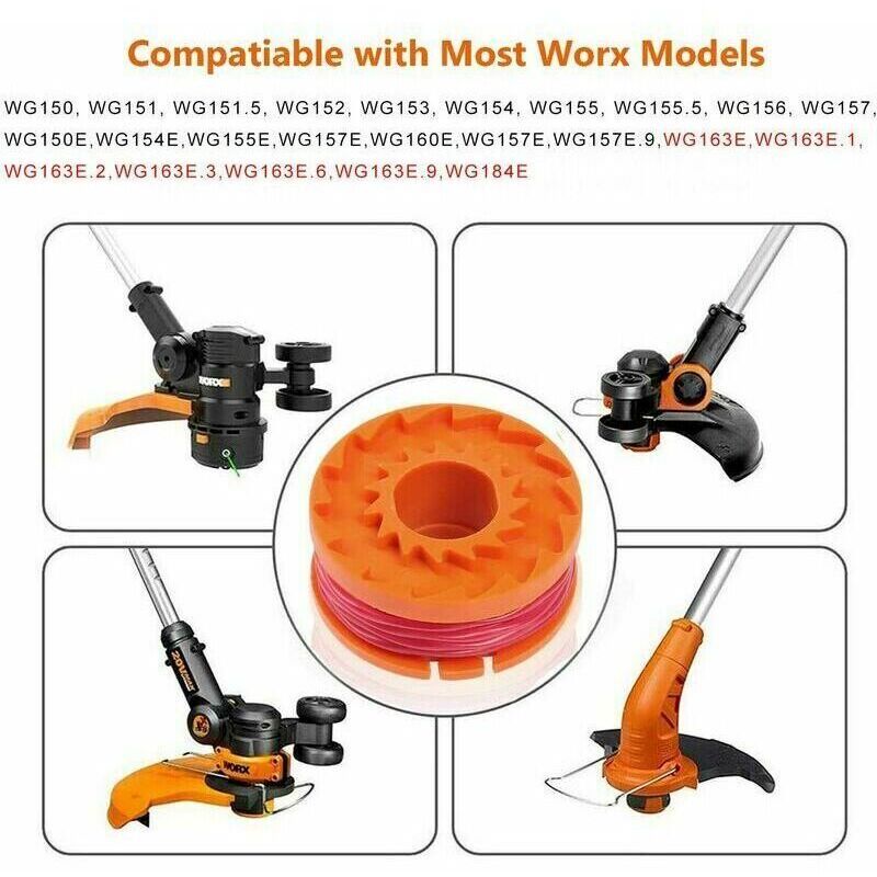 4x Trimmer Line Spools with Cap for Worx WA0004.1 WG150 Long Life