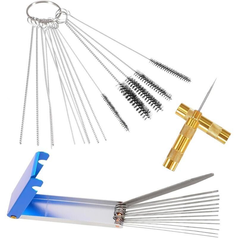 Carburettor Cleaning Kit with Needles and Brushes for Carb Jet Carbon Removal