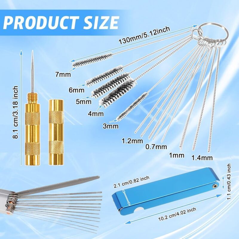 Carburettor Cleaning Kit with Needles and Brushes for Carb Jet Carbon Removal