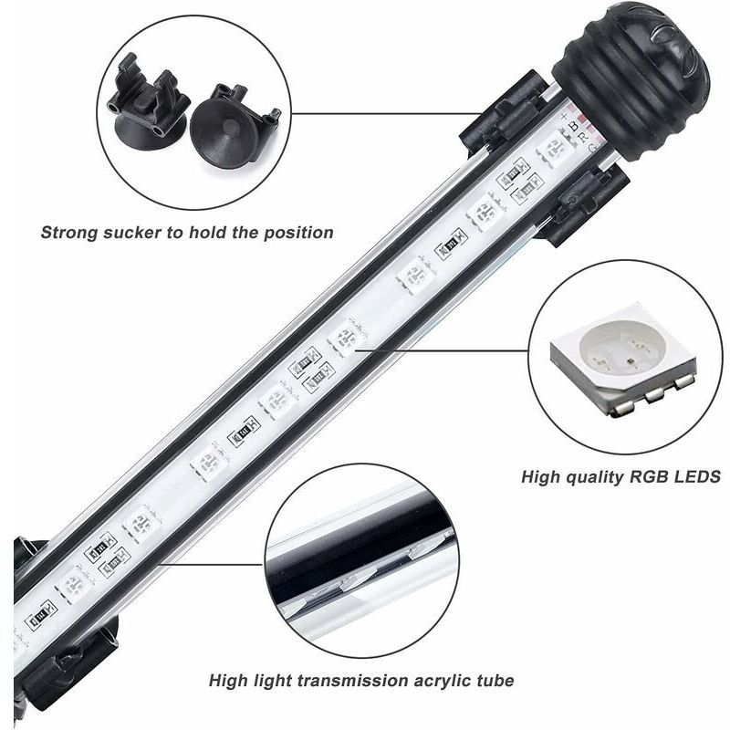 Submersible LED Aquarium Light Bar 48cm RGB 5.8W IP68 Waterproof 12V