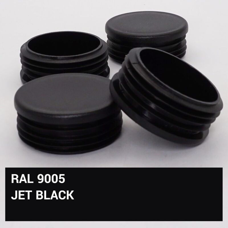 20x Round Tube End Caps Black Plastic Fence Post Inserts 60mm RAL 9005
