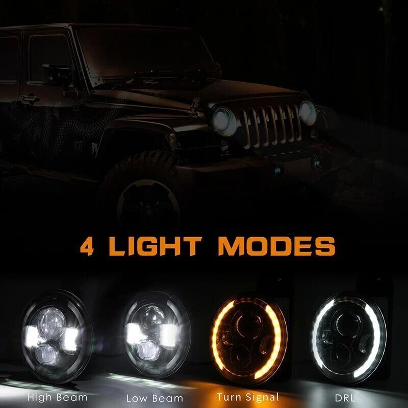 LED Headlight 7 Inch Round 150W H4 H13 6500K Waterproof Low Beam