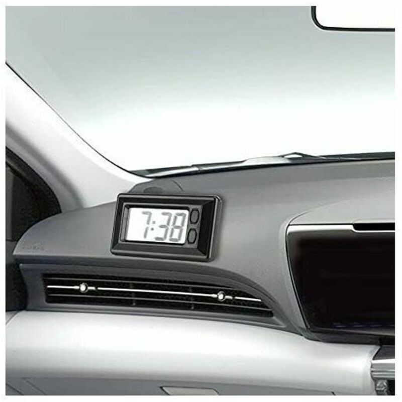 LCD Digital Clock for Car Dashboard or Desk Stick-On 77x42mm
