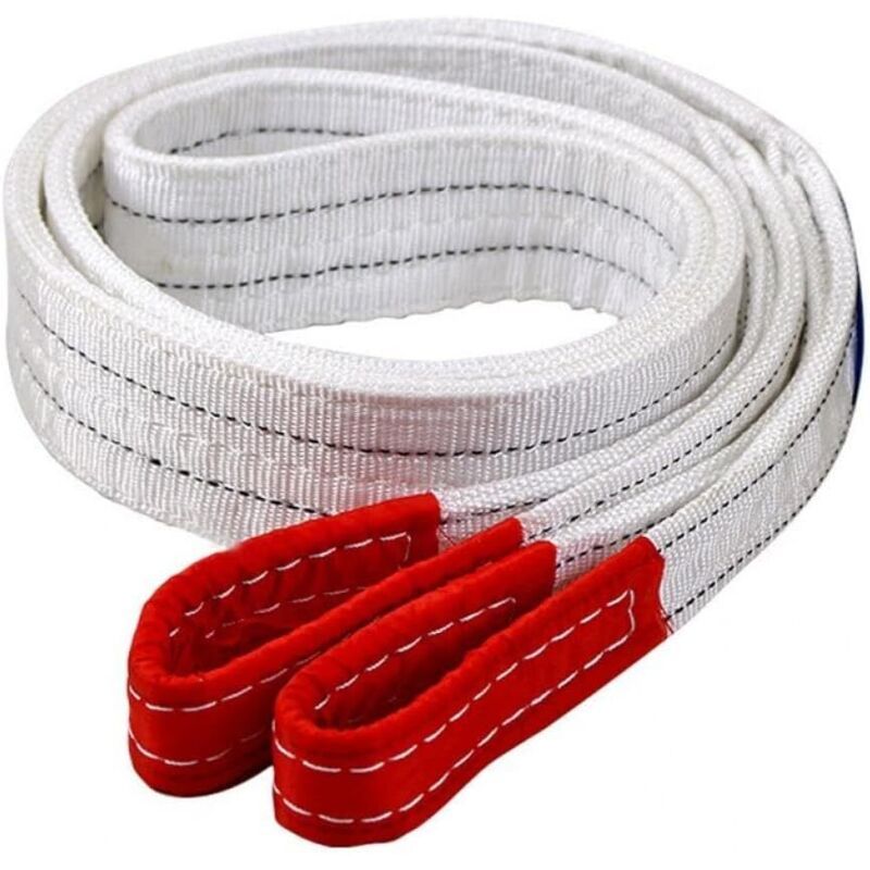 Industrial Flat Lifting Sling 2T x 1m White Wear Resistant Cargo Strap