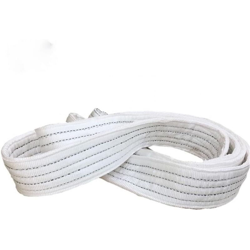Industrial Flat Lifting Sling 2T x 1m White Wear Resistant Cargo Strap