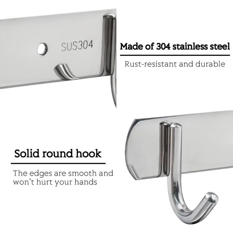 Patere a 3 Hooks in Steel Stainless for Bedroom a Coucher Armoire, Kitchen Bathroom