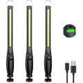3x Rechargeable COB LED Work Lights Dimmable Garage Camping Torch