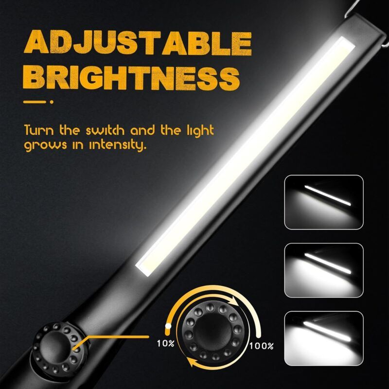 3x Rechargeable COB LED Work Lights Dimmable Garage Camping Torch