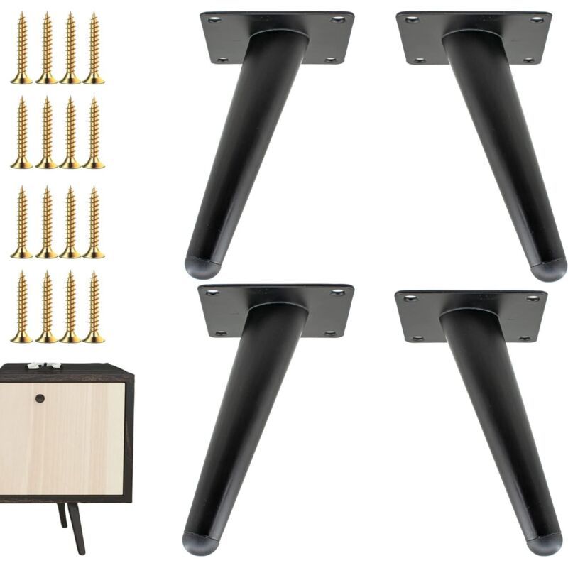4 Pcs Legacies of Furniture of Black, Sofas Cabinets, Tables and DIY Projects Legs of Spare in Metal Milieu of Siecle Style for Chairs, 15 cm