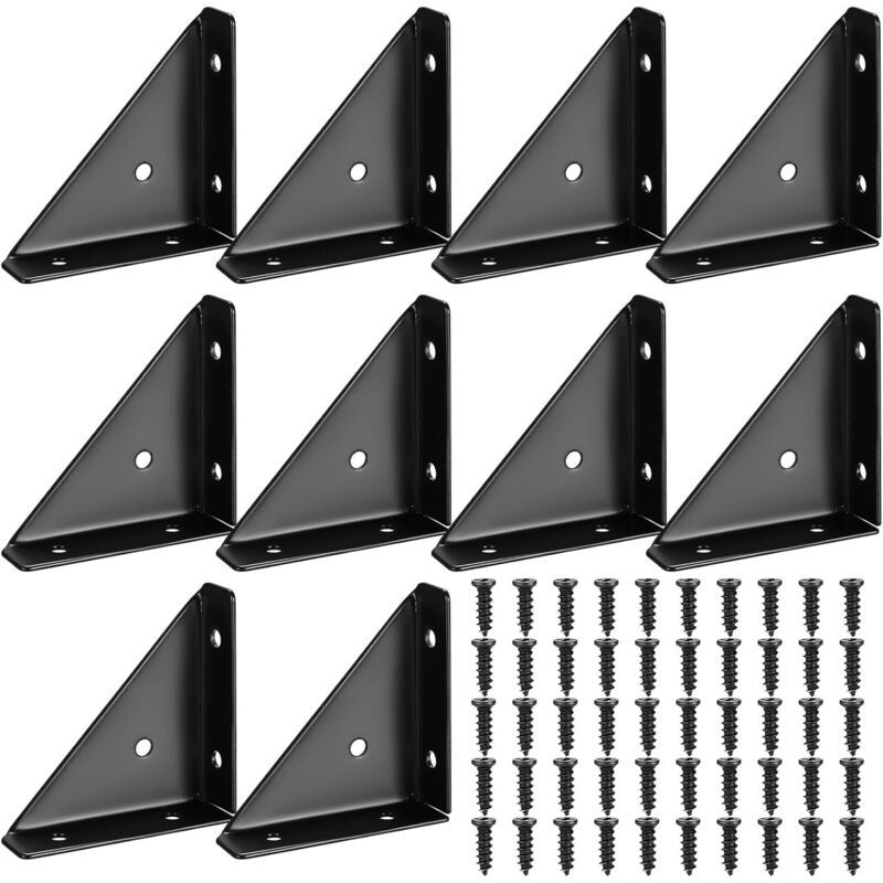 10x 90 Degree Metal Corner Brackets Black Angle Connectors for Furniture