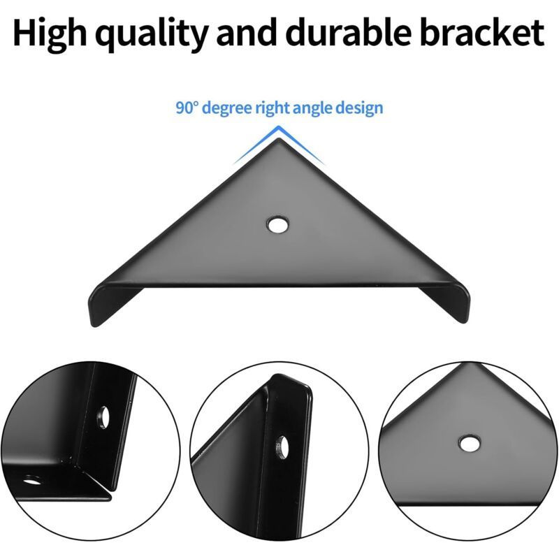 10x 90 Degree Metal Corner Brackets Black Angle Connectors for Furniture