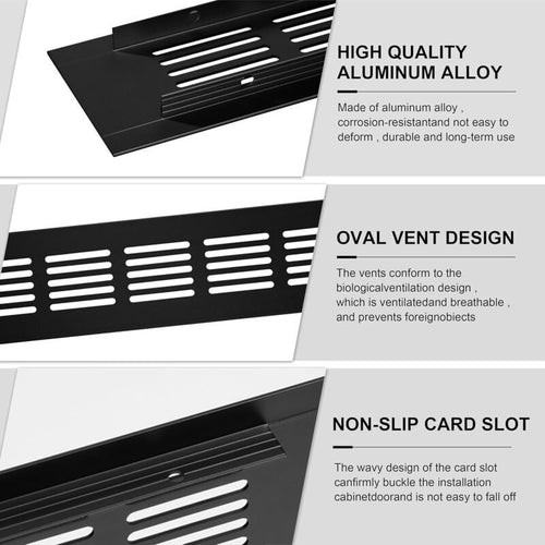 2x Aluminium Rectangular Air Vent Grilles 30x5cm Black with Screws