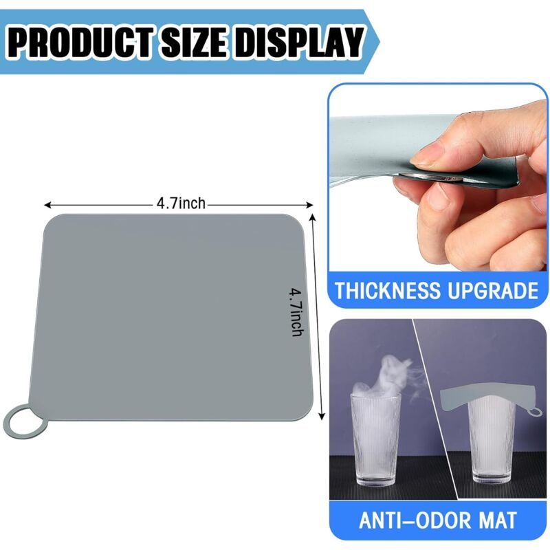 6 Pcs Cover Gray, Sink Kitchen, Mat Anti-Buanderie Accessories, Siphons of Shower in Silicone Odeurs for Receveur of Shower, 12 X 12 cm, 12 cm