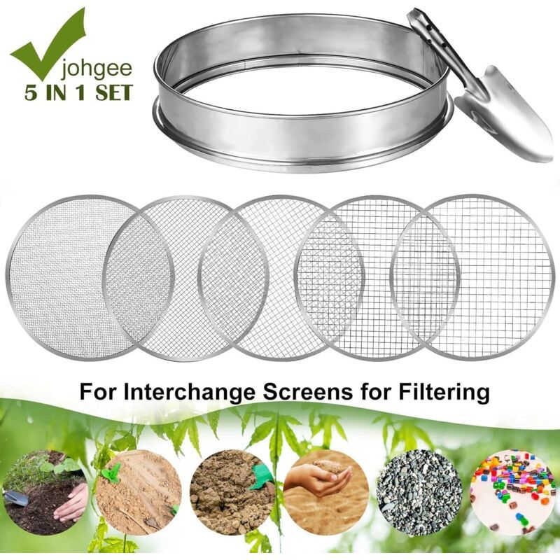 Tamis of Garden Rond with 5 Inserts of Tamis Interchangeables Compost and Graines Pelle of Garden Incluse, 30 cm