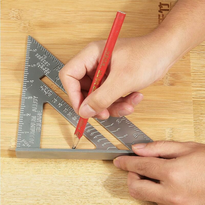 4-in-1 Aluminium Carpenter Square Ruler with Marking Gauge Protractor