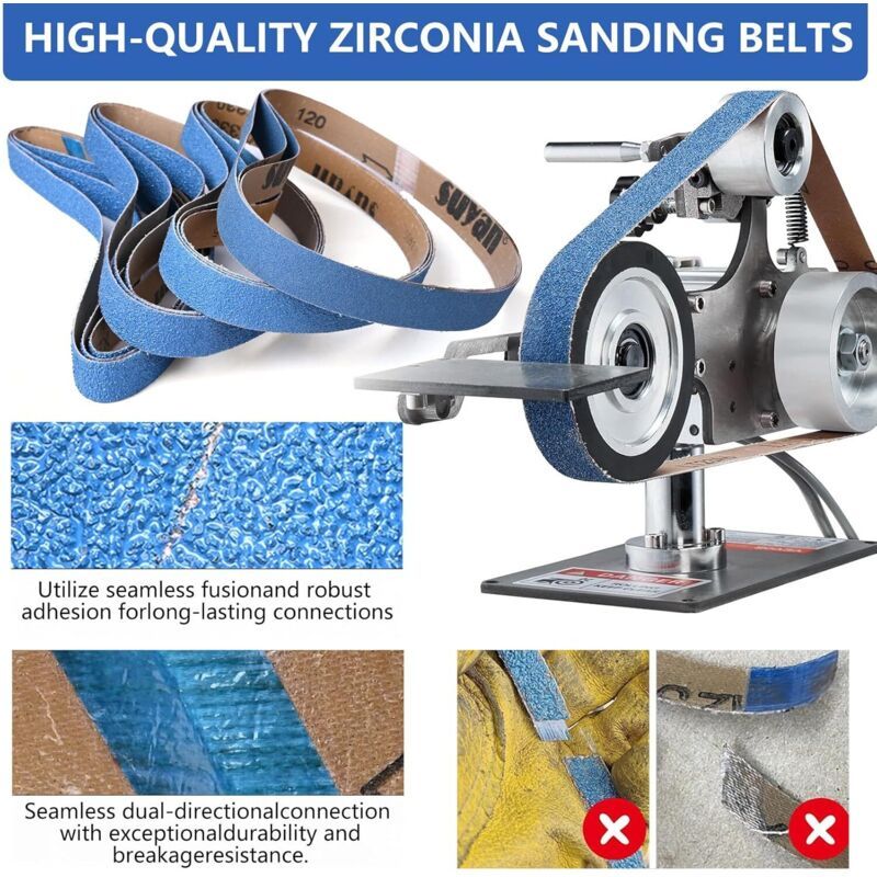 12x Zirconia Sanding Belts 25x762mm Grit 40 60 80 120 Metal Rust Removal
