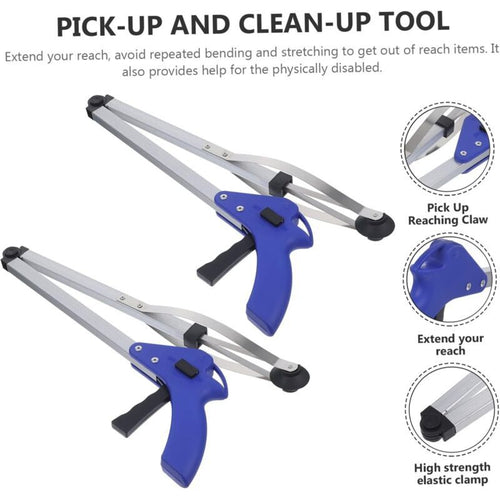 2x Foldable Aluminium Litter Picker Grabber Reach Tool for Elderly Garden