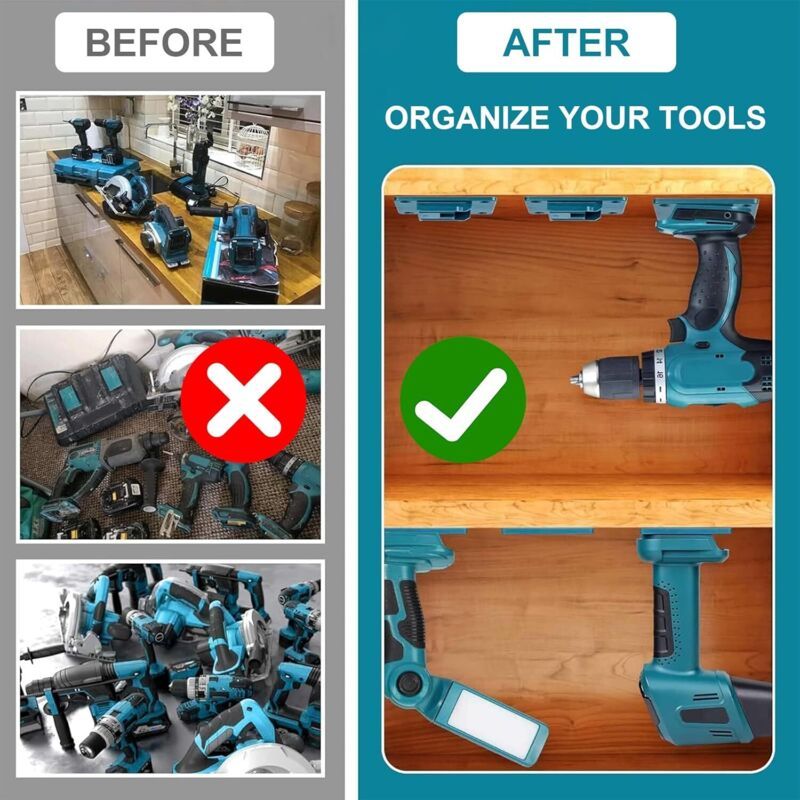 8x Wall Mount Tool Holders for Makita 18V Cordless Drill Storage Blue