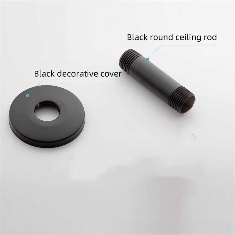 Straight Shower Head Arm 10cm Black for Fixed High Pressure Heads