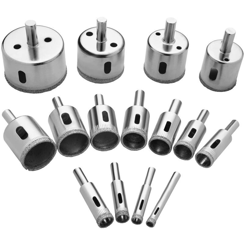 15x Diamond Hole Saw Drill Bit Set 8-50mm for Glass Tile Ceramic