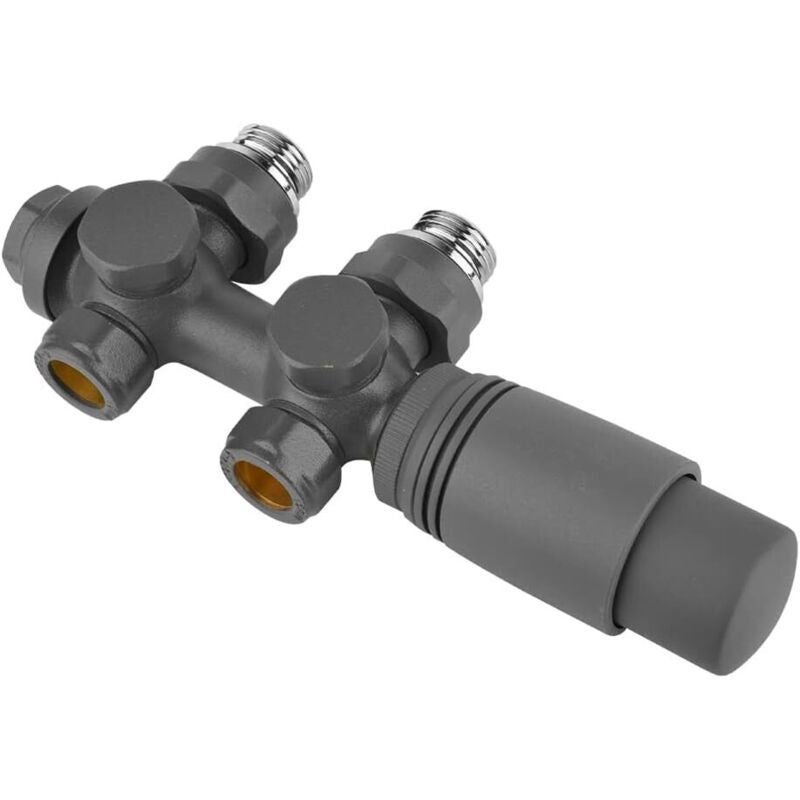 Thermostatic Radiator Valve Multiblock Kit 50mm Central Connection Anthracite
