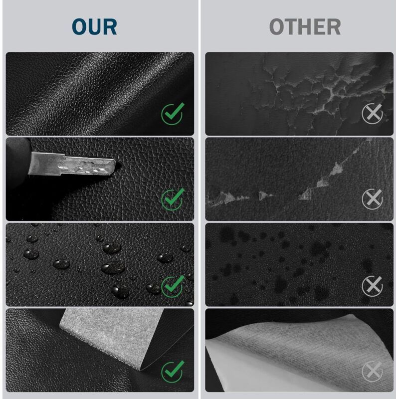 Self-Adhesive Leather Repair Patch Black 50x100cm for Bags Boots Sofas