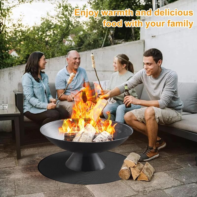 Round Fireproof BBQ Floor Mat 120cm Heat Resistant Camping Deck Protector