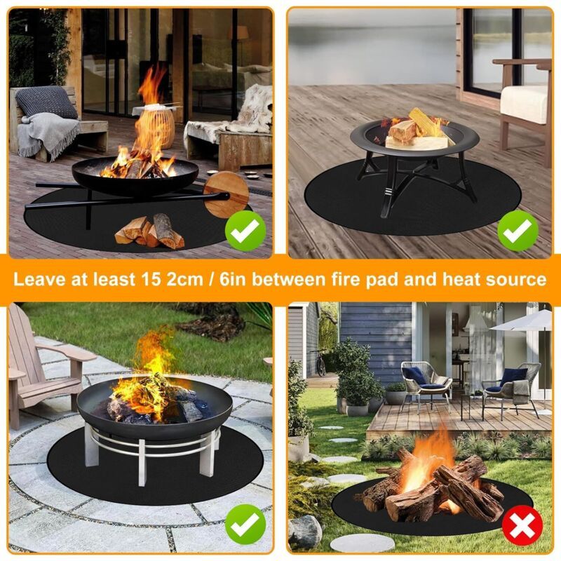 Round Fireproof BBQ Floor Mat 120cm Heat Resistant Camping Deck Protector
