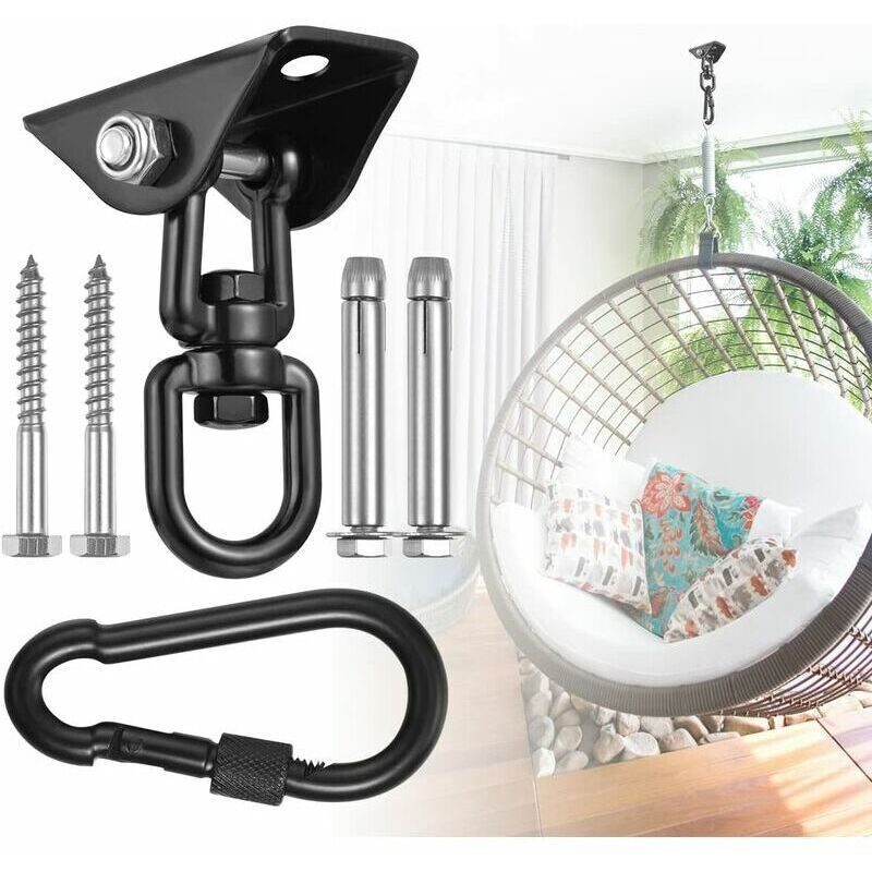 360 Swivel Ceiling Hook for Hanging Chair Hammock Yoga Swing with Screws