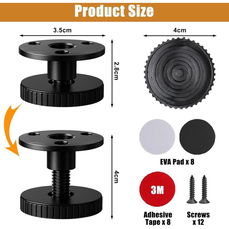 4x Adjustable Furniture Legs 27-40mm for Tables Sofas Bed Frames