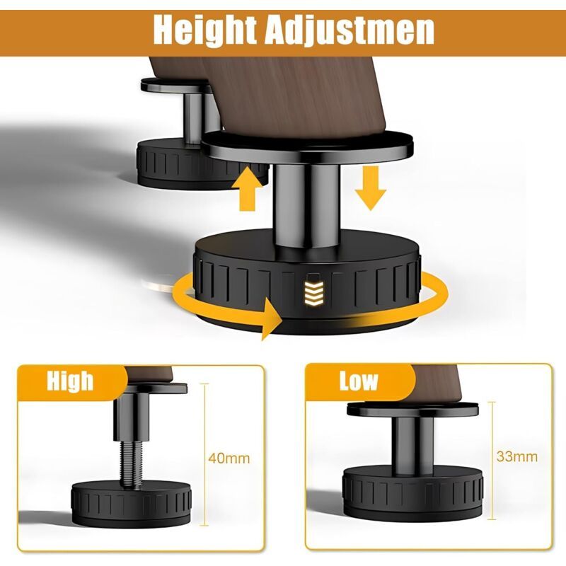 4x Adjustable Furniture Legs 27-40mm for Tables Sofas Bed Frames