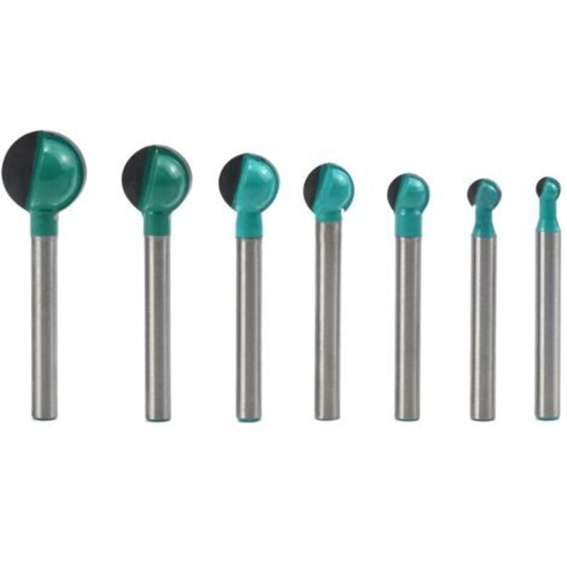 7x Round Rod Wood Router Bits Set 6-16mm Grooving Bits 6mm Shank