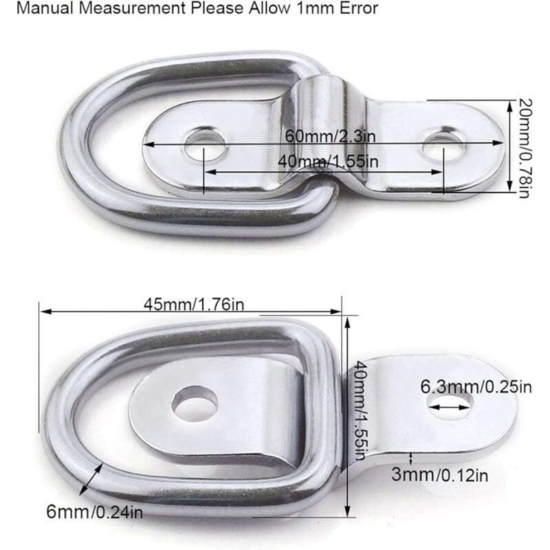 10x Heavy Duty D-Ring Tie Down Anchors for Car Truck Boat Trailer Cargo