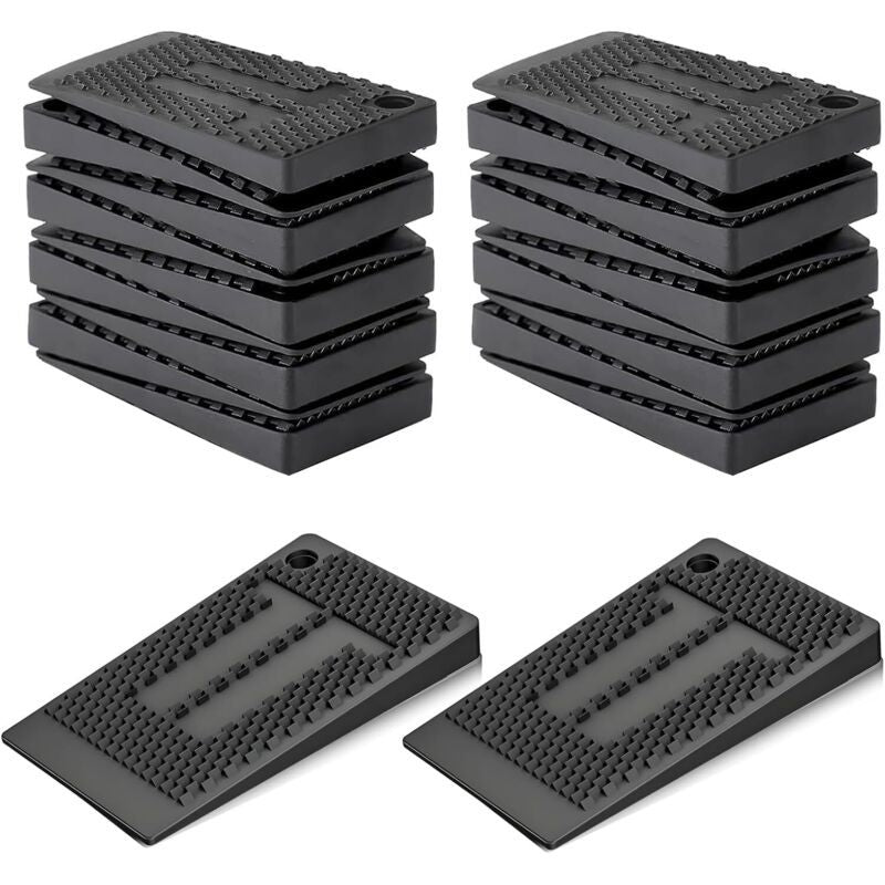 36x Furniture Levelling Wedges Flexible Plastic Non-Slip Stackable Black