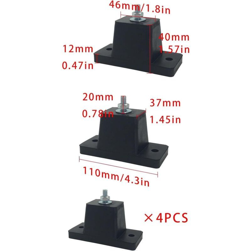 4x Rubber Anti-Vibration Pads for Air Conditioner Units 4cm Shock Absorber