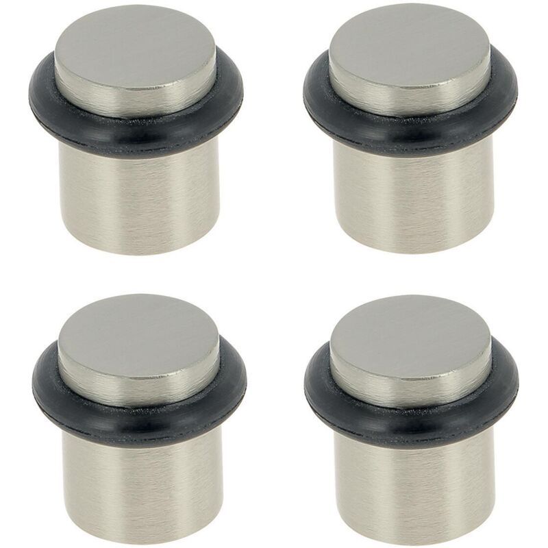 4x Stainless Steel Screw-In Door Stops Silver Wall Floor Mounted