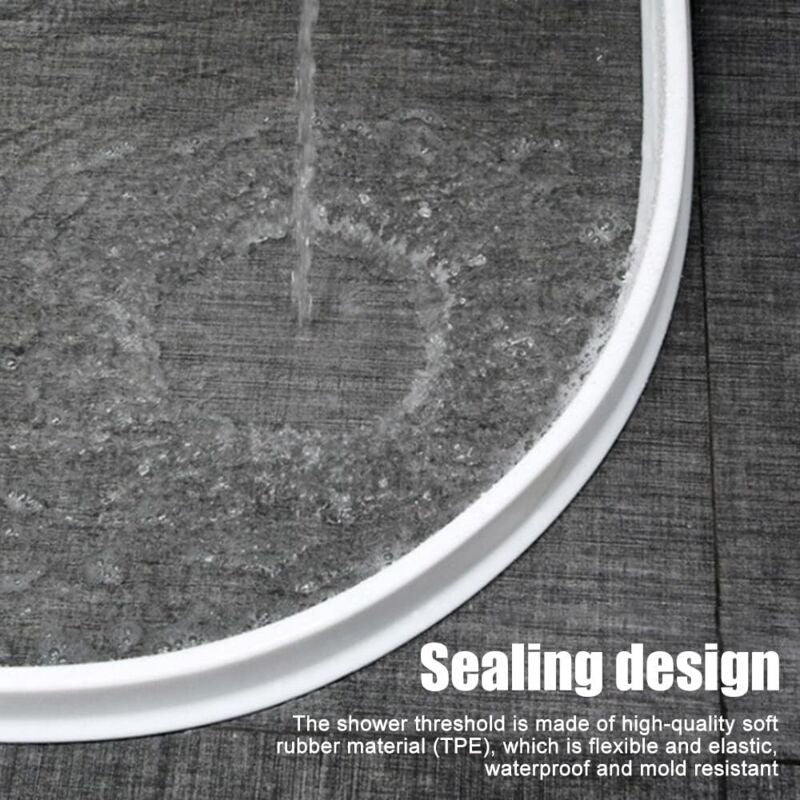 Foldable Silicone Shower Threshold Water Dam Barrier Self-Adhesive 2m