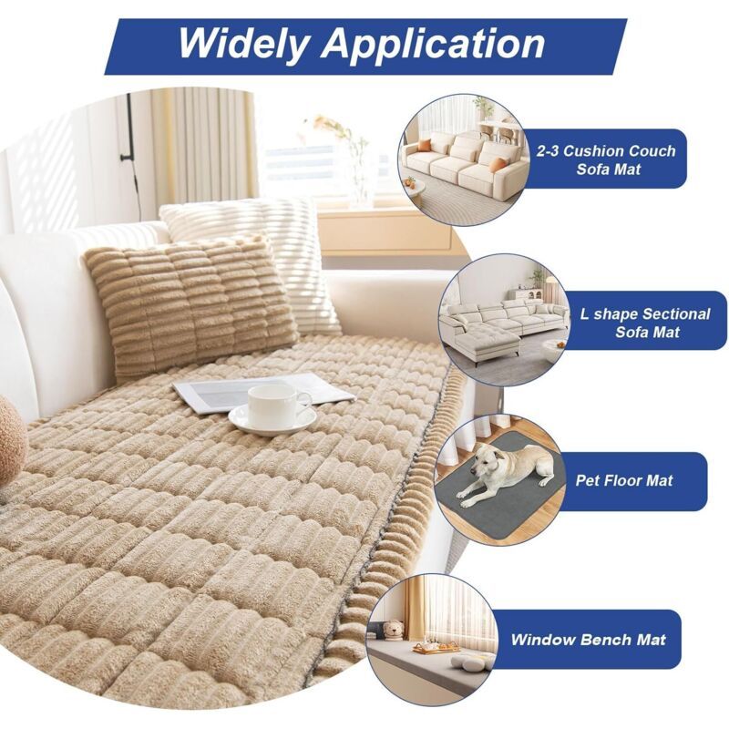 Thick Corduroy Velvet Sofa Cover Washable Non-Slip 70x90cm Seat Protector