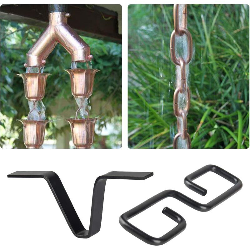 V-Shape Rain Chain Gutter Adapter Black Downpipe Connector