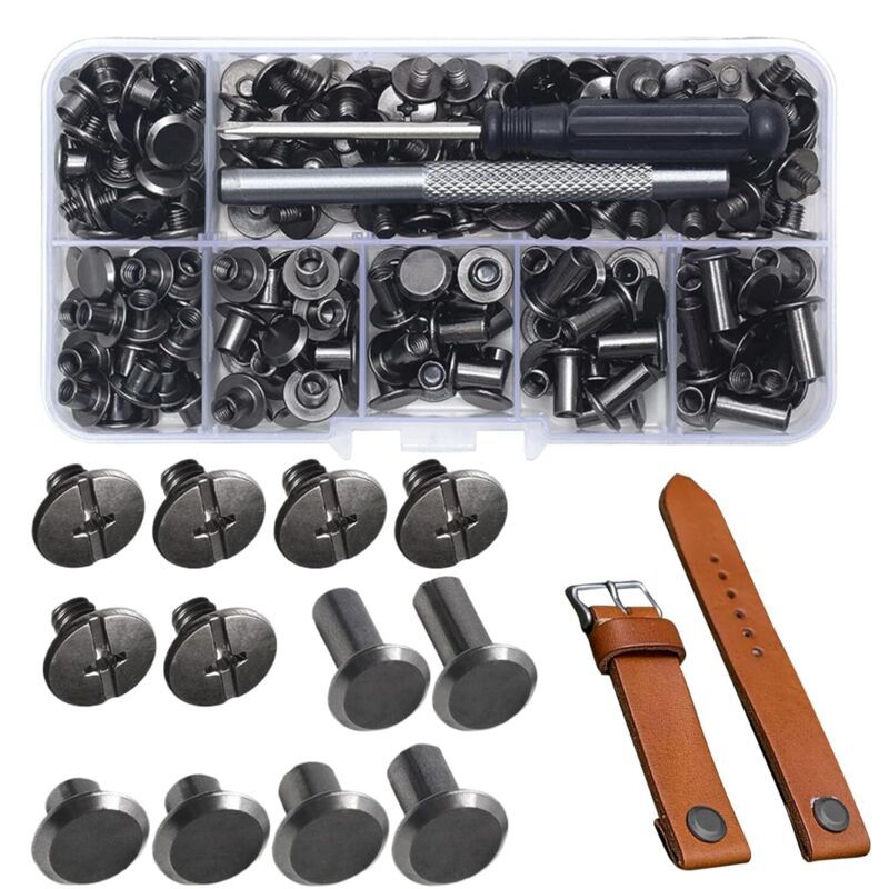 110x Leather Binding Screw Rivets Chicago Screws Multi Pack