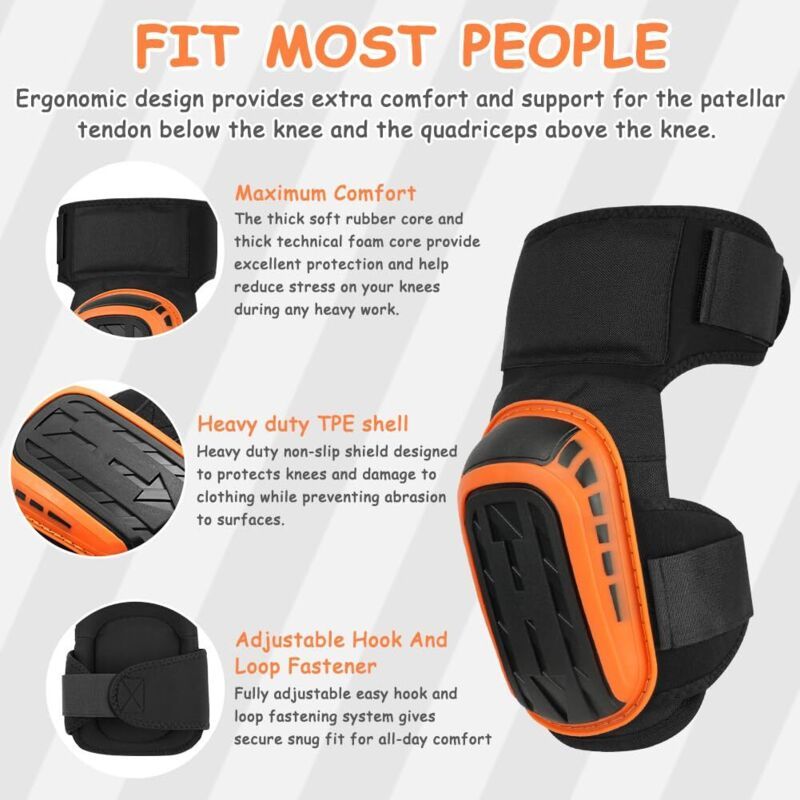 Work Knee Pads Gel Cushion Foam Padding Adjustable Straps Construction