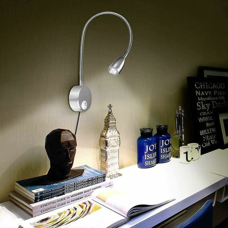 Wall Mounted LED Bedside Reading Light Gooseneck Dimmable Touch 3W