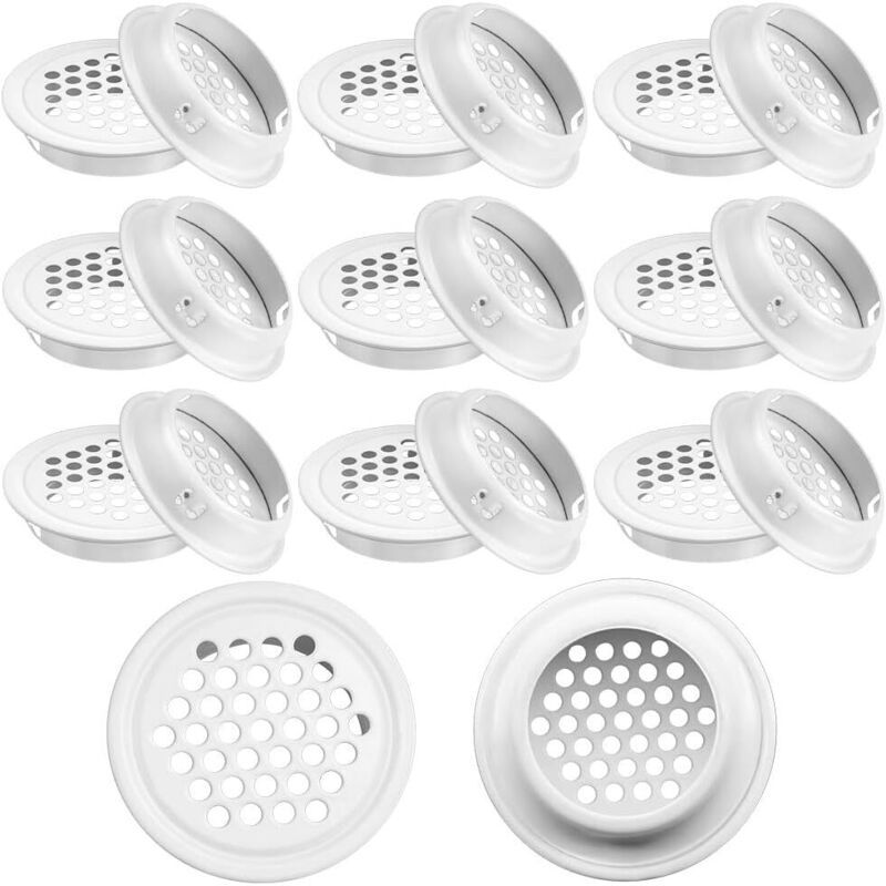 20x Round Air Vent Grilles 35mm White for Cabinets Cupboards Wardrobe