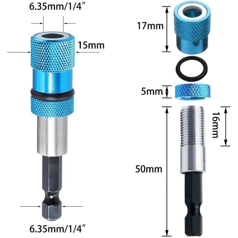3x Quick Change Hex Shank Magnetic Drywall Screw Depth Setter Bits 1/4in
