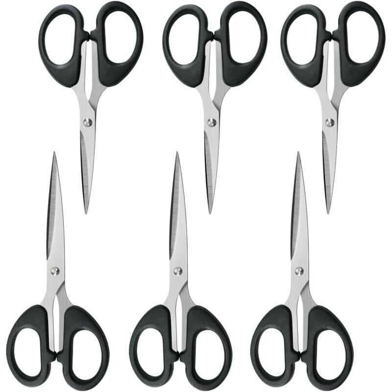 6x Multi-Purpose Scissors 14cm Pointed Tips Home Office School Set