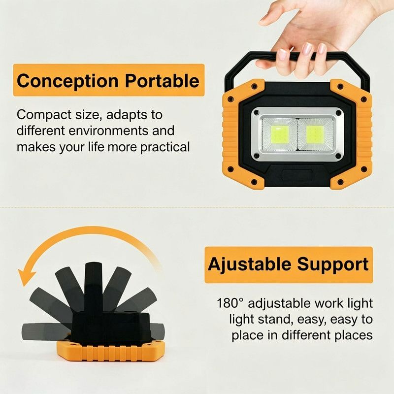 30W Rechargeable LED Work Light 2000LM COB USB Floodlight Camping 3 Modes