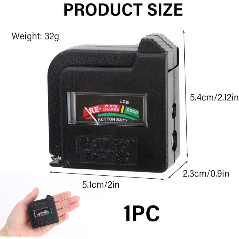 BT860 Digital Battery Tester for AA AAA C D 9V Button Cells Analog Display