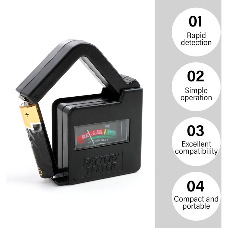 BT860 Digital Battery Tester for AA AAA C D 9V Button Cells Analog Display